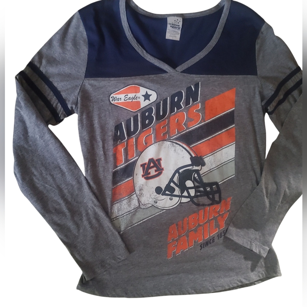 Auburn Tigers Ladies Long Sleeve Shirt - Gray & Blue Auburn Tigers Auburn Family